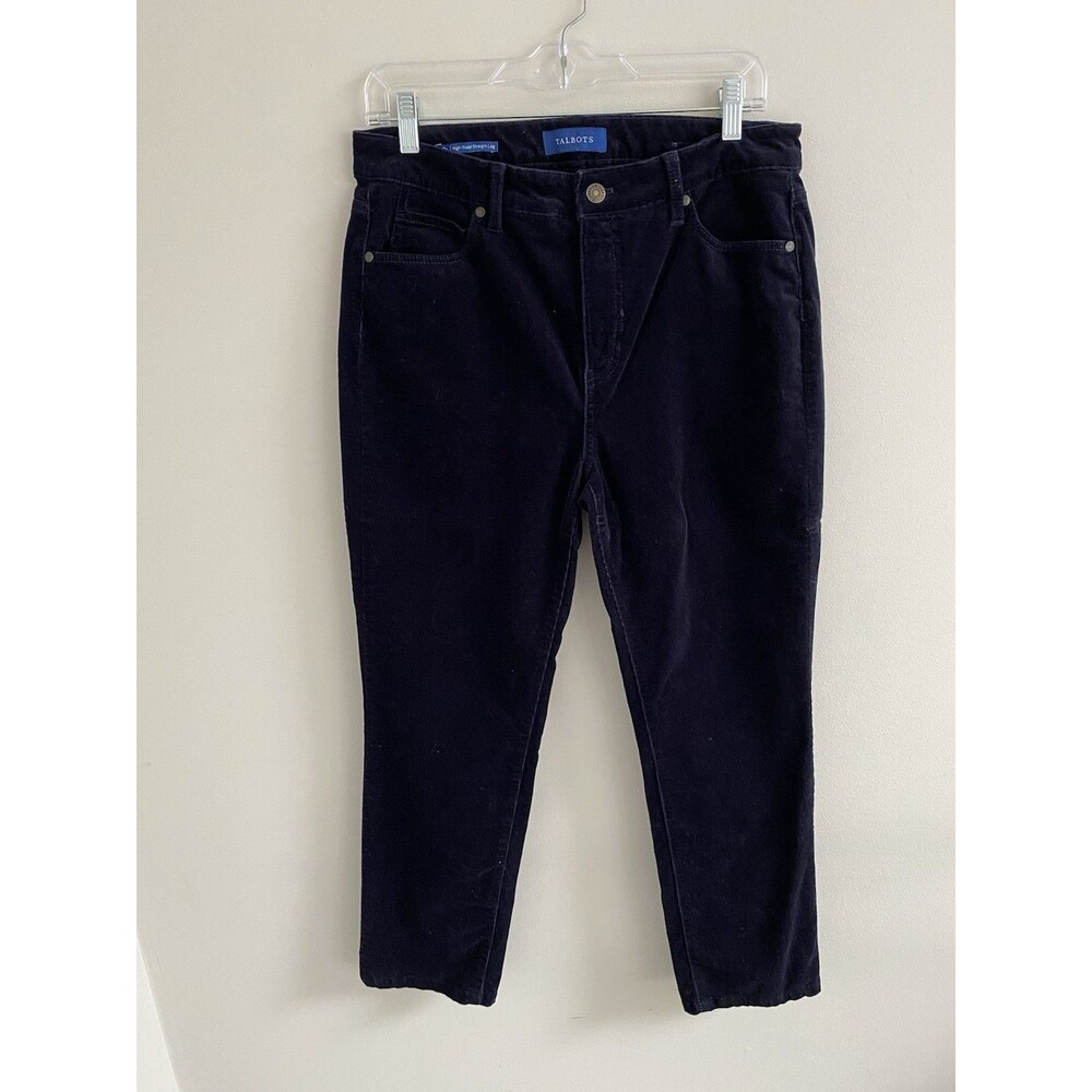 Talbots high waist straight leg Navy blue corduroy women’s pants sz 10p Petites - Picture 7 of 7